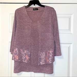 Lace Embellished Overlay Blouse Tunic NWOT